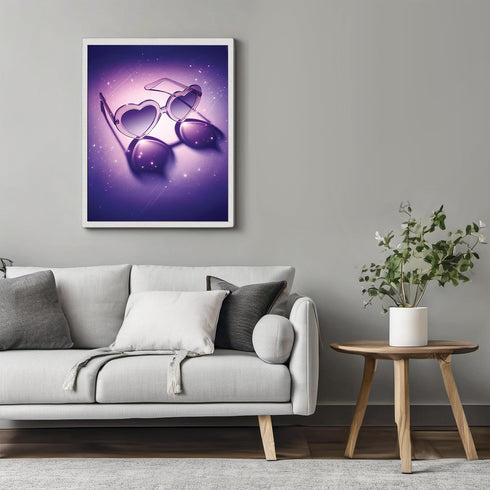 Posterizer 1 pcs-minimalistic purple girly aesthetic heart sunglasses-Girls room art-Miscellaneous-Gifts for Women-Gift for Girls, Teens- UNFRAMED...